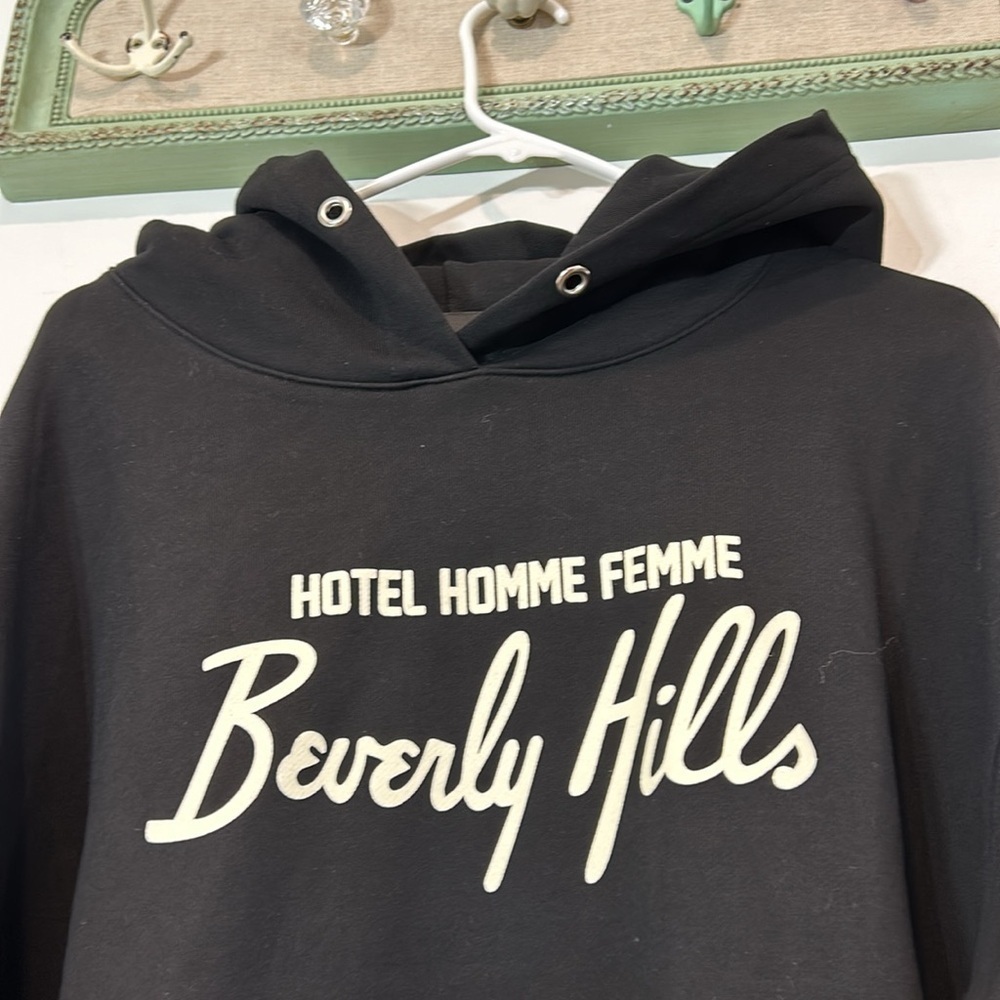 Streetwear hotel homme + femme hooded sweatshirt black white Mens XL new - Picture 2 of 5